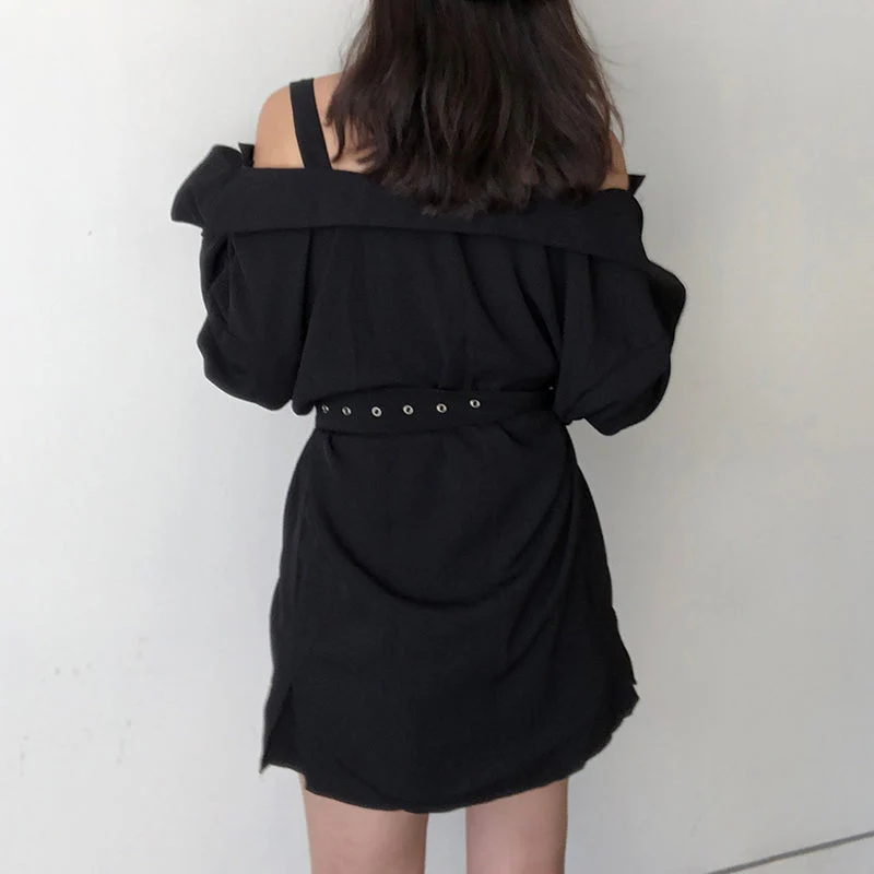 Metal Buckle Belt Shirt Skirt - Image 2