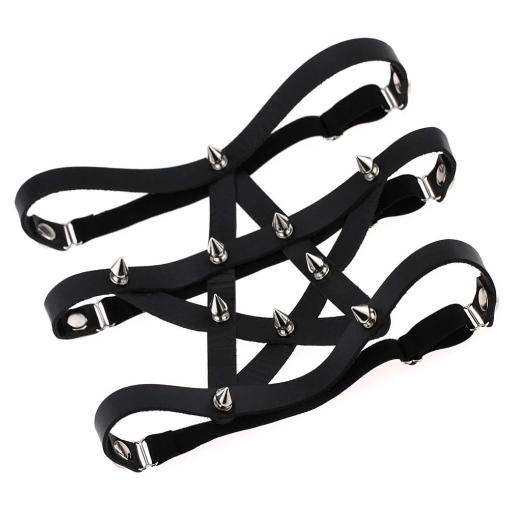 Cosplay Harajuku Rivet Leggings Bind Belt - Image 3