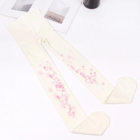 Japanese Kawaii Sakura Printing Pantyhose - Image 2