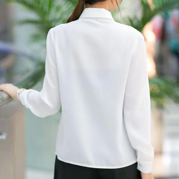Bowknot Tie Sweet Chiffon Blouse - Image 3