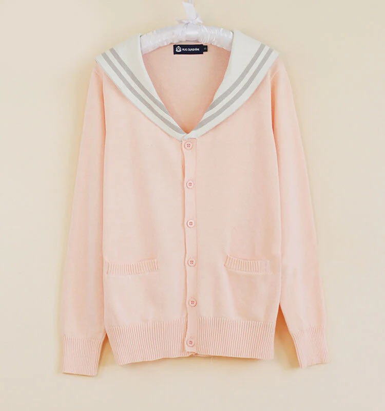 Cute japanese sweet students navy knitting sweater - Image 2
