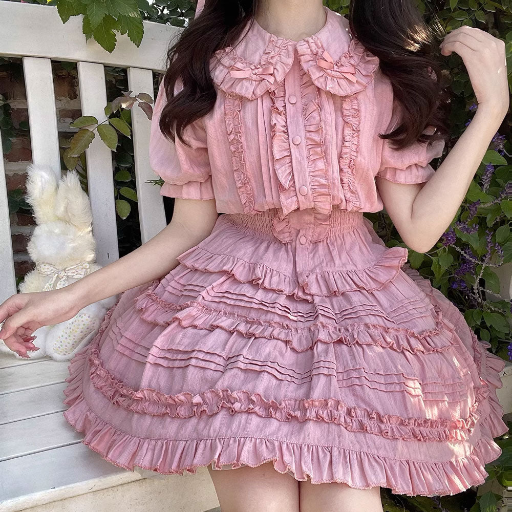 Kawaii Bow Shirt Skirt Set - Image 2