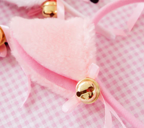 Kawaii cosplay maid black/white/pink bell hair band - Image 6