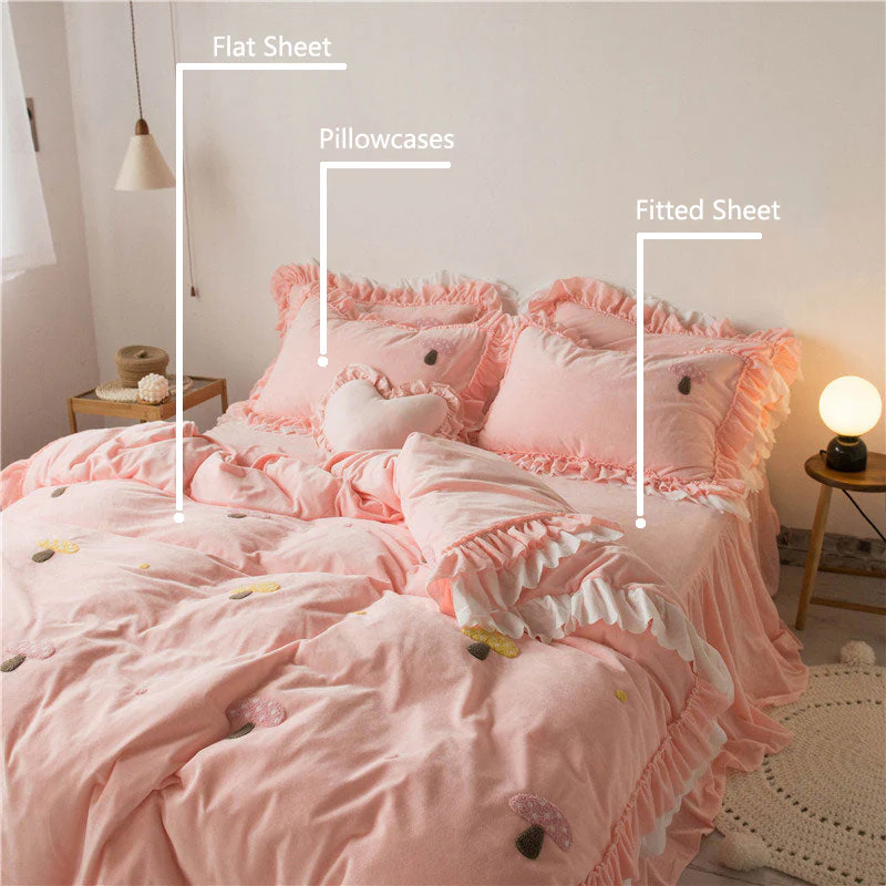 Kawaii Flower Rabbit Velvet Bed Sheet Set - Image 3