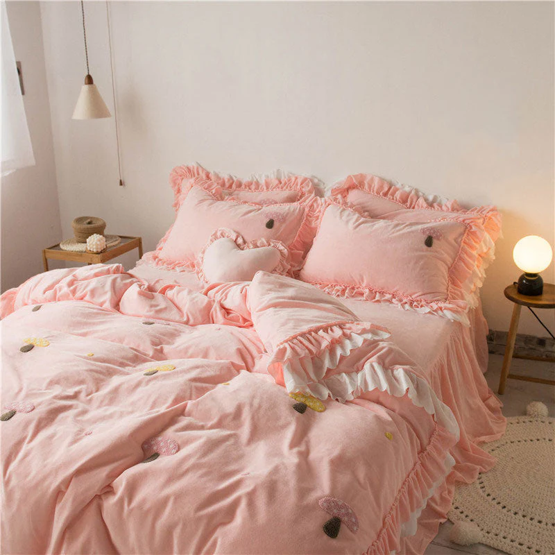 Kawaii Flower Rabbit Velvet Bed Sheet Set - Image 6