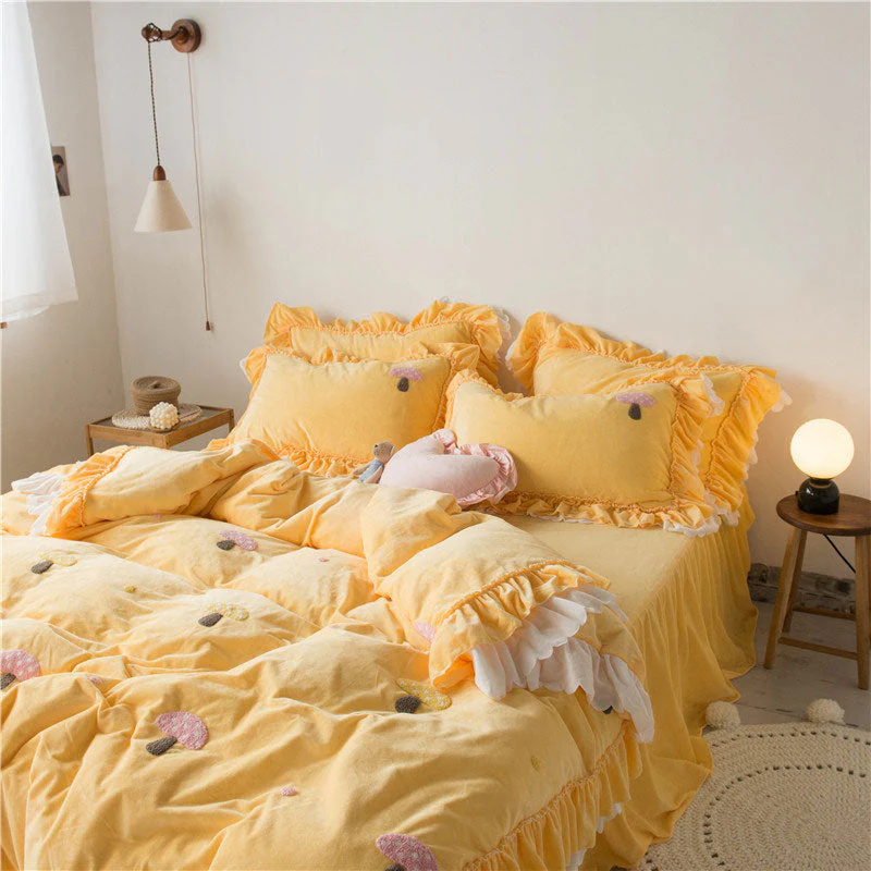 Kawaii Flower Rabbit Velvet Bed Sheet Set - Image 7