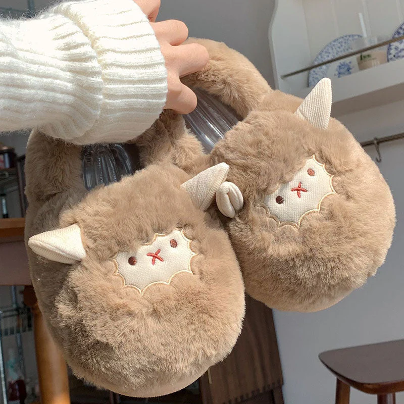 Kawaii Plush Sheep Cotton Shoes - Image 4