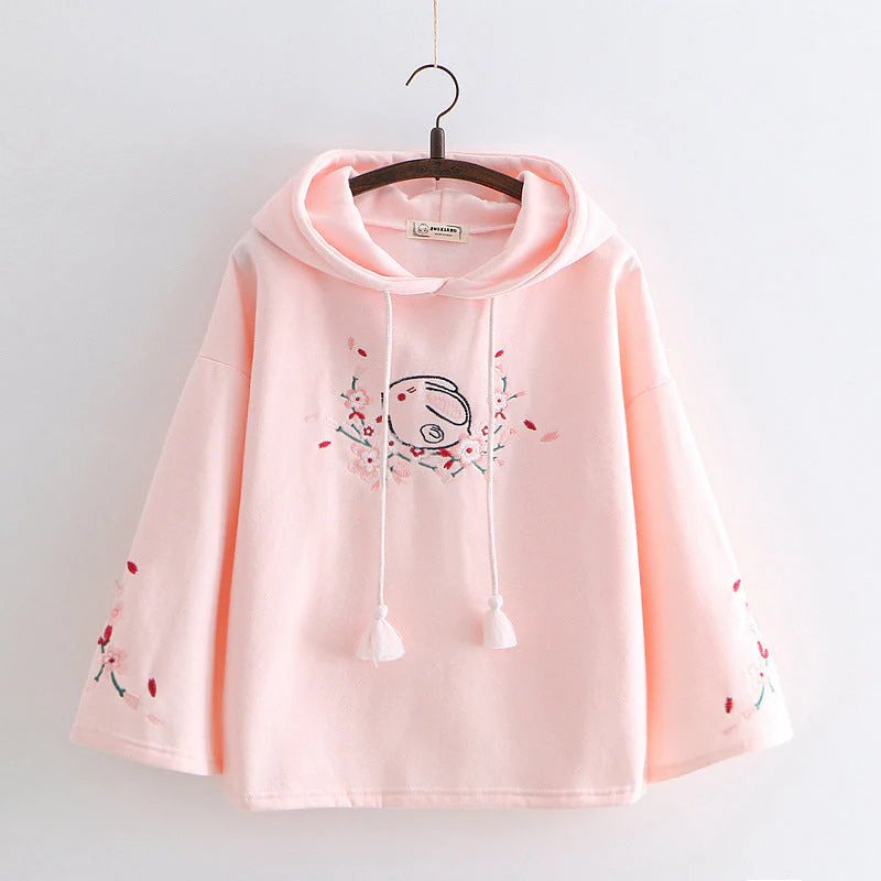 Kawaii Rabbit Flower Hoodie