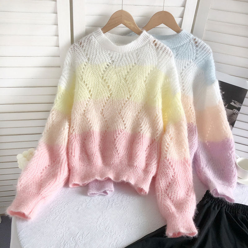 Kawaii Rainbow Striped Sweater