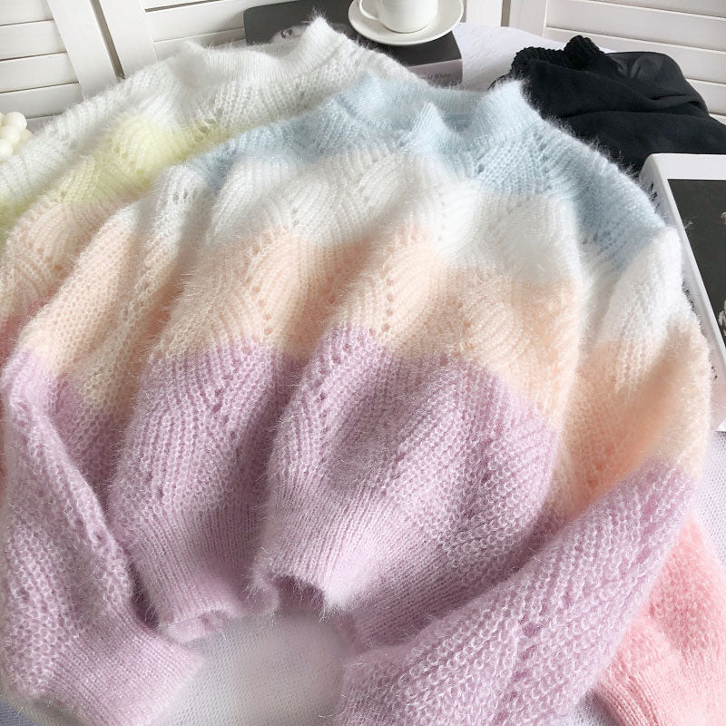 Kawaii Rainbow Striped Sweater - Image 3