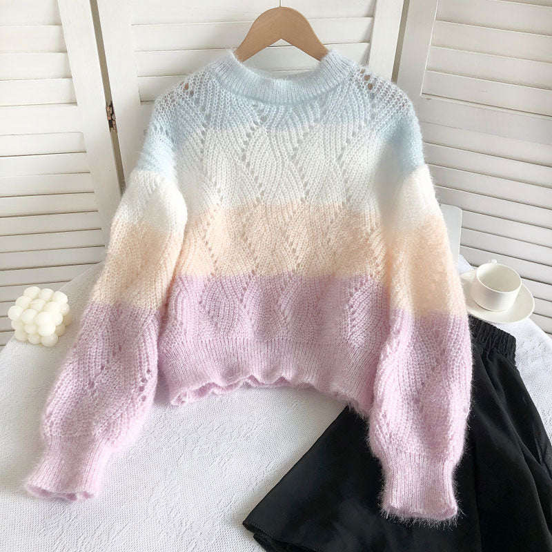 Kawaii Rainbow Striped Sweater - Image 6