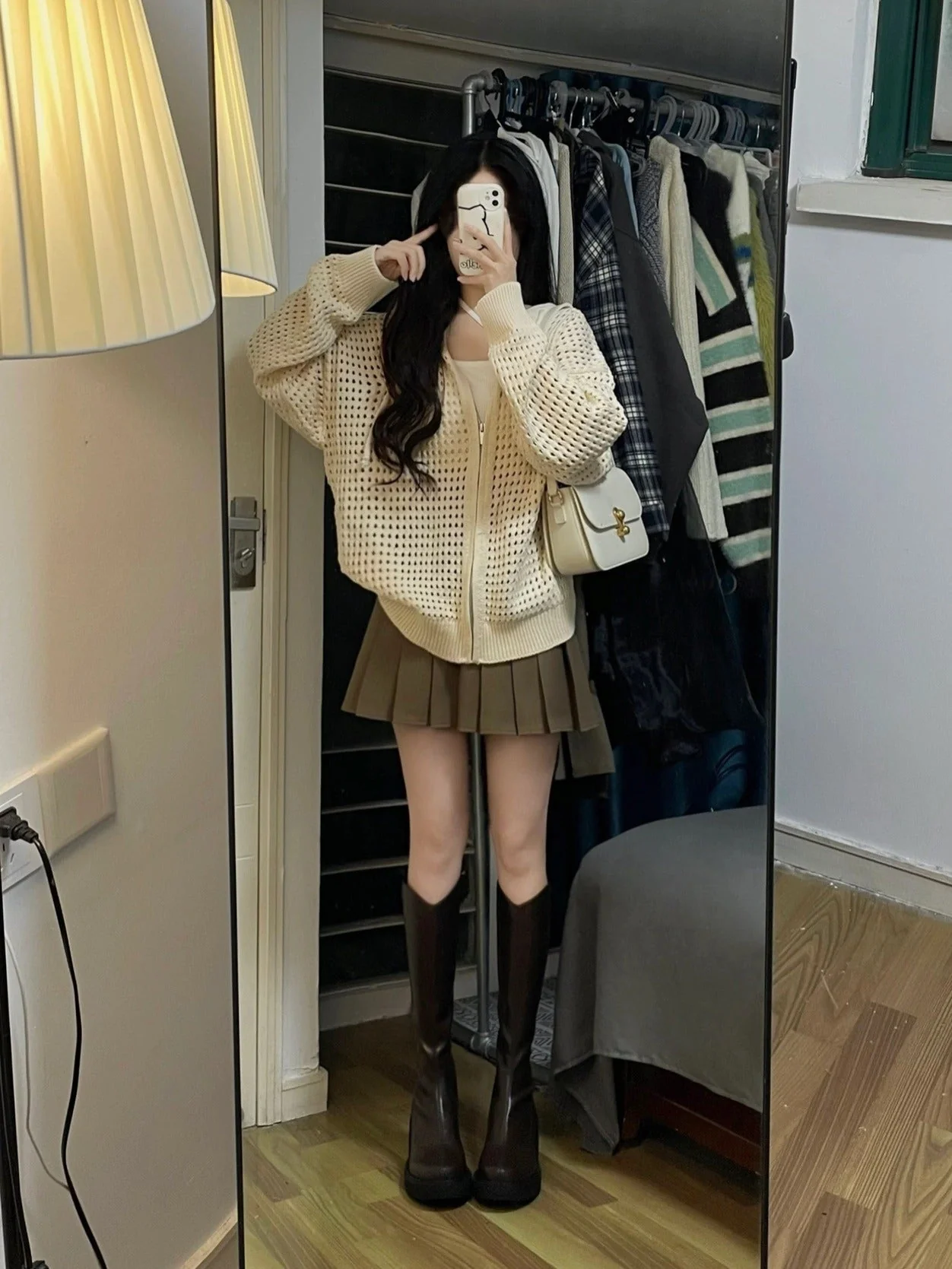Knit All Over Cutout Hooded Cardigan - Image 9