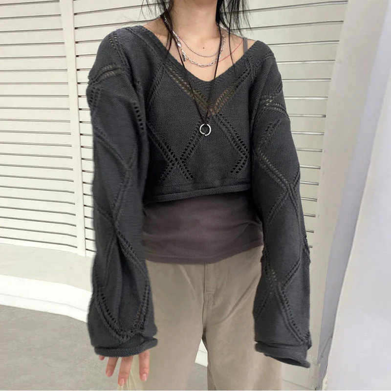 Knit Crochet Crop Sweater - Image 4