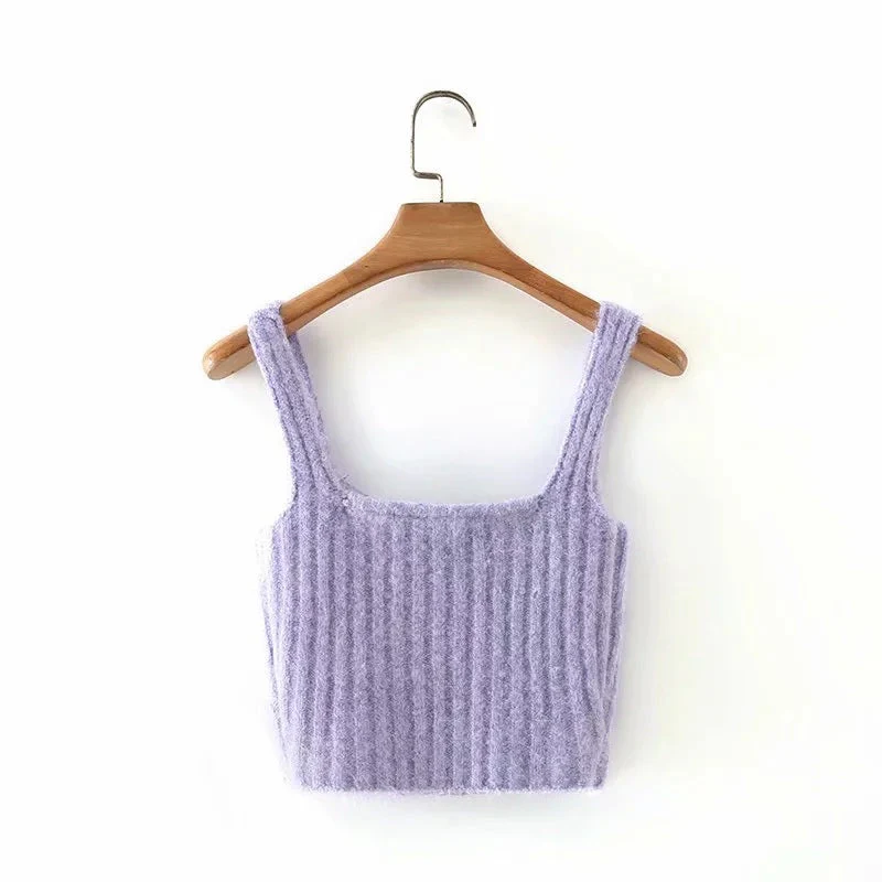 Knitted Purple Sling V-neck Cardigan - Image 3