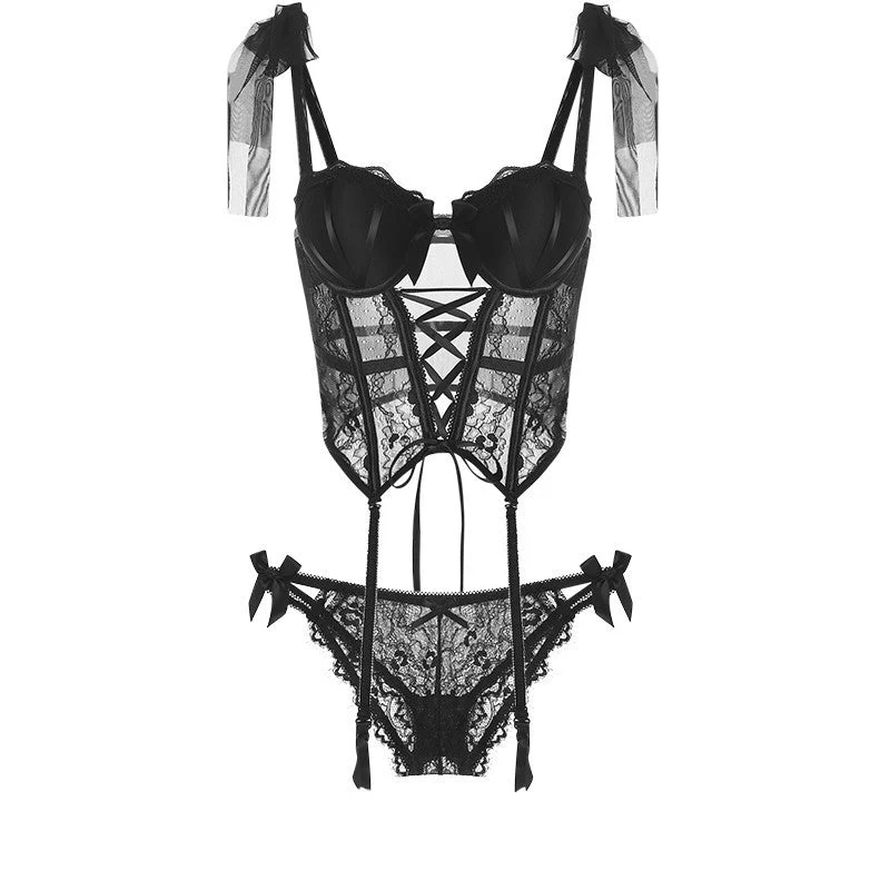 Lace Bow Bustier Set - Image 3