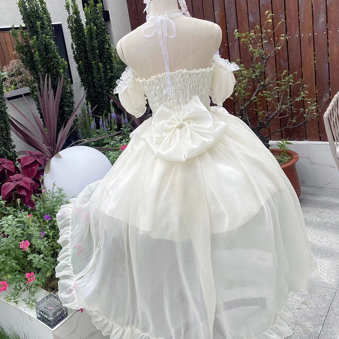 Lace Bow Flower Mesh Dress - Image 3