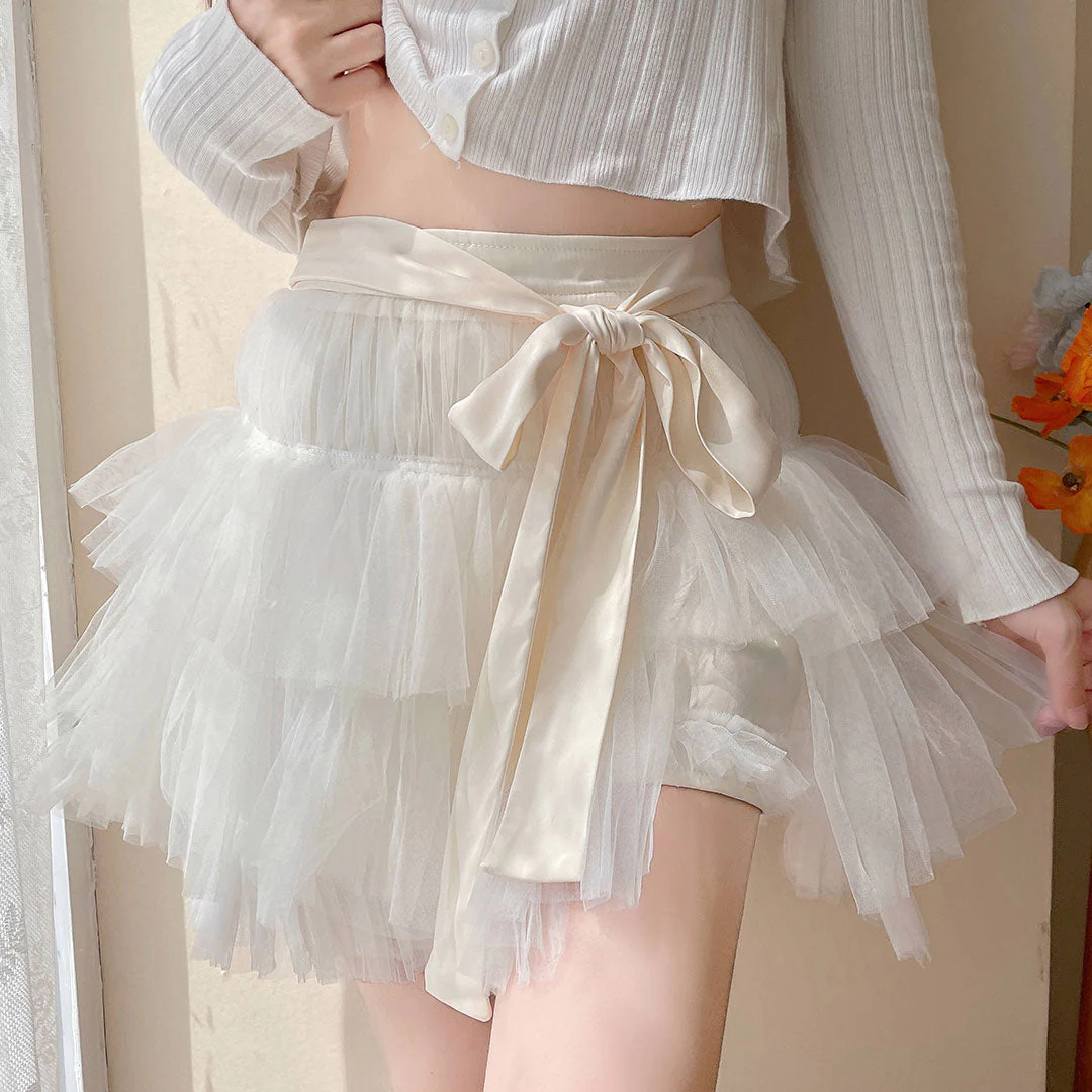 Lace Bow Gauze Skirt - Image 2