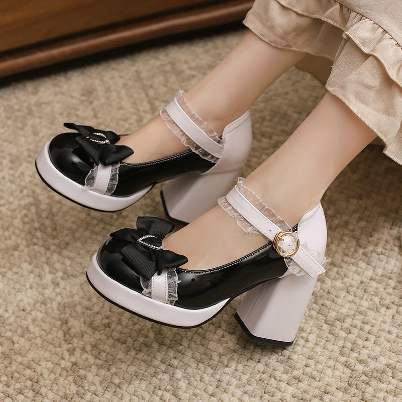 Lace Bow Heels Shoes - Image 2
