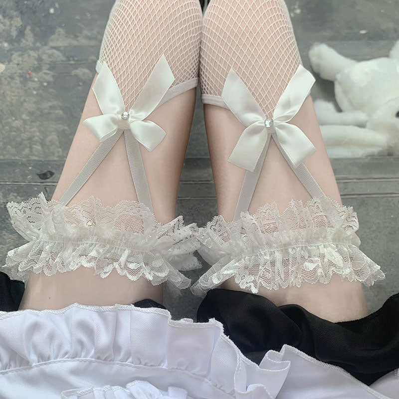 Lace Bow Mesh Stockings - Image 2
