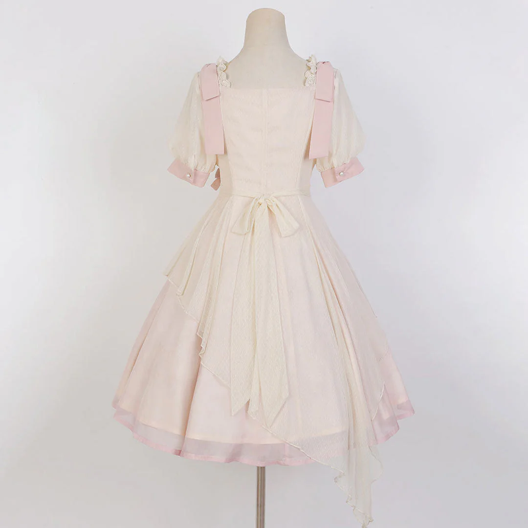 Lace Bow Peach Dress - Image 6