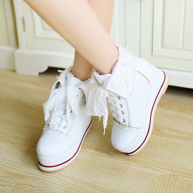 Lace Bow Platform Boots - Image 9