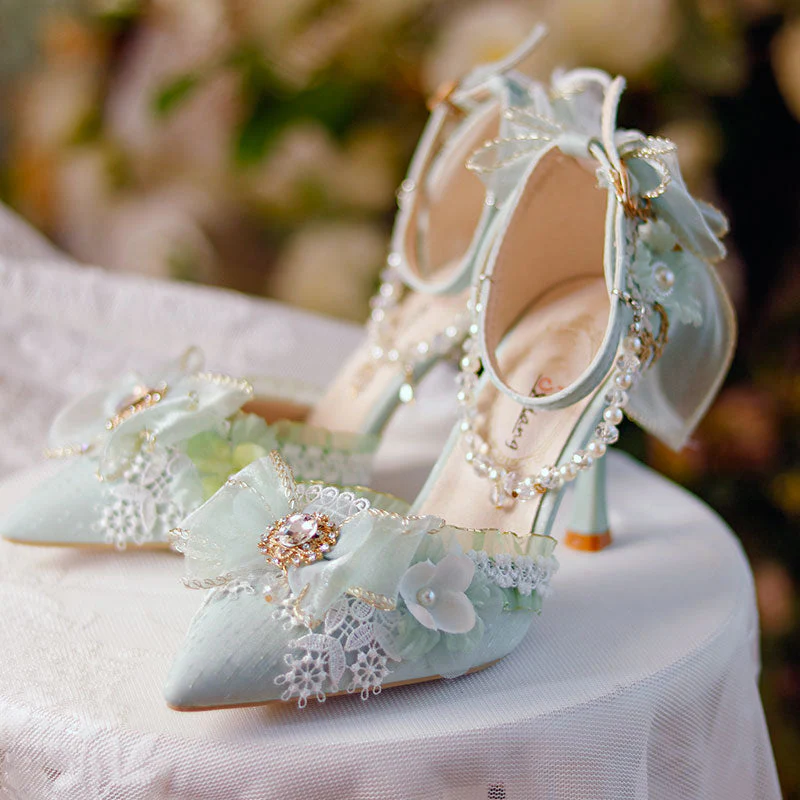 Lace Floral Custom Heels Shoes - Image 3
