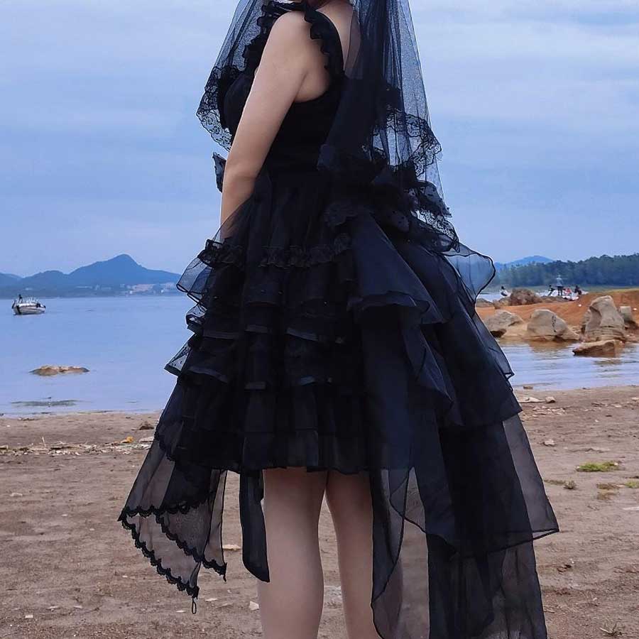 Lace Floral Mesh Bow Dress - Image 4
