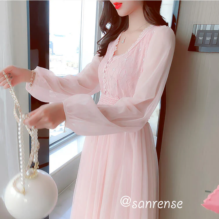 Lace Flower Mesh Dress - Image 3