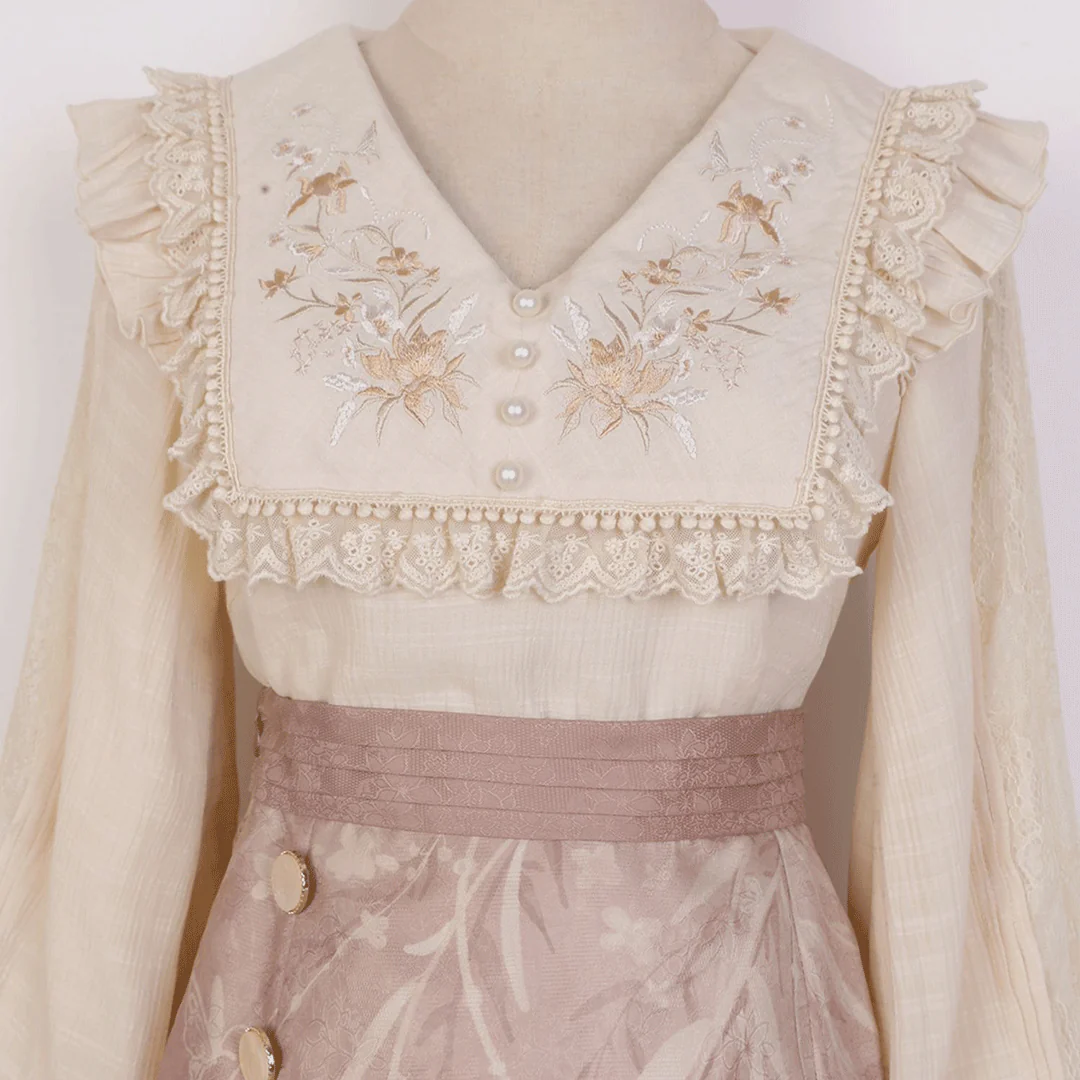 Lace Flower Shirt Skirt Set - Image 3