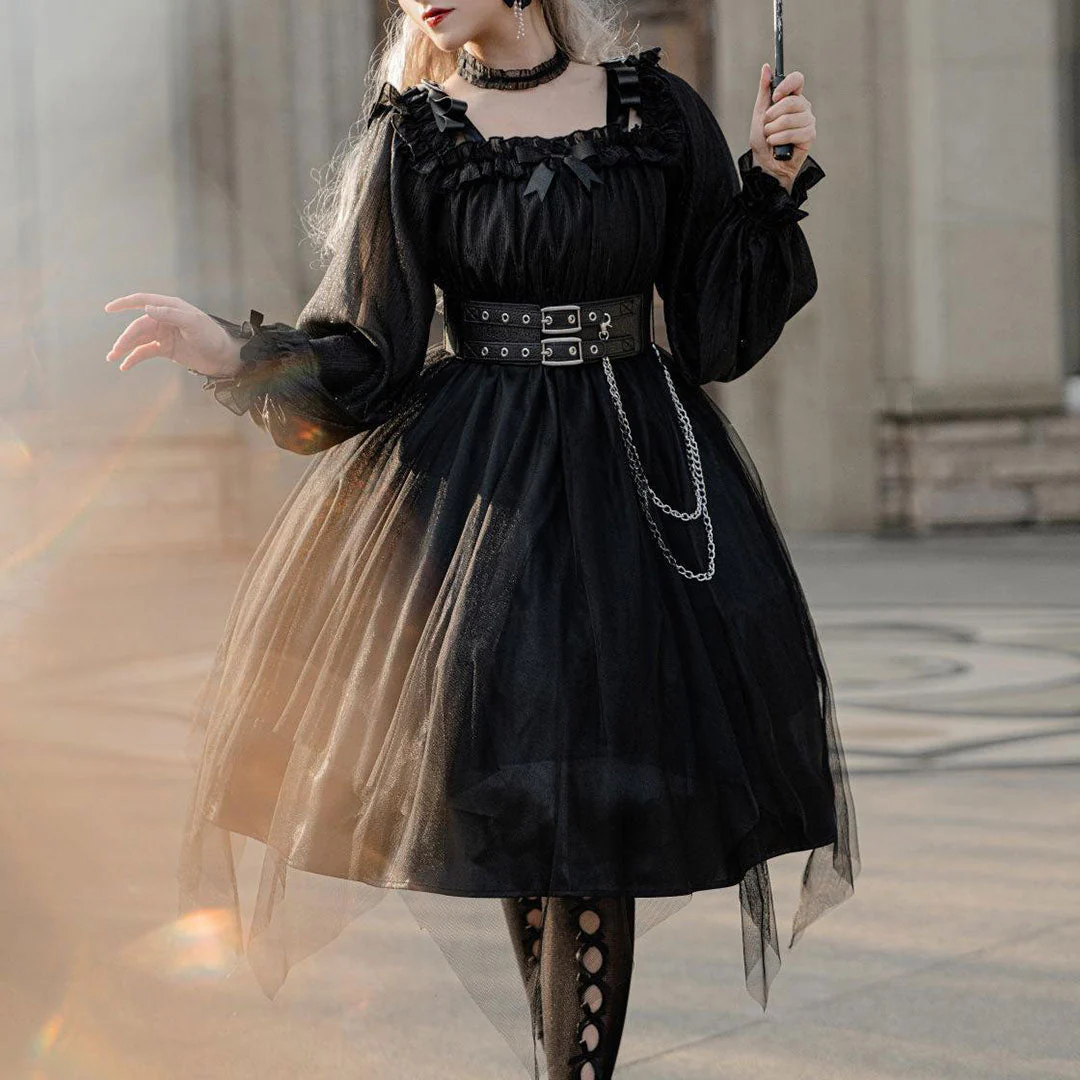 Lace Mesh Belted Dress - Image 4