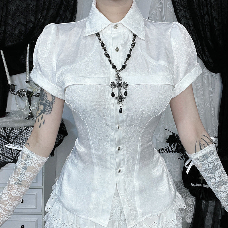 Lace panel shirt top