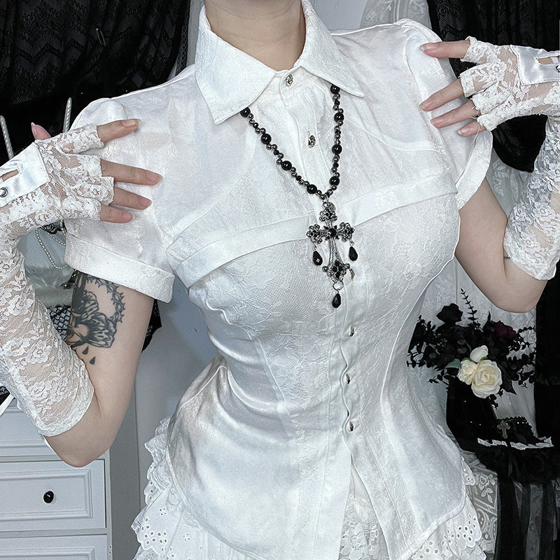 Lace panel shirt top - Image 2