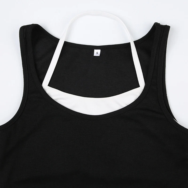 Lace Stitching Fake Two Tank Top - Image 4