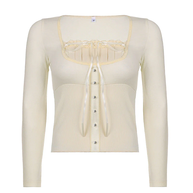 Lace Trim Patchwork Knit Top - Image 7