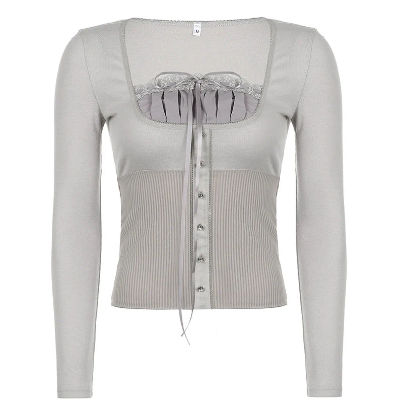Lace Trim Patchwork Knit Top - Image 8