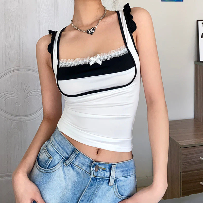 Lace Trim Patchwork Tank Top - Image 2
