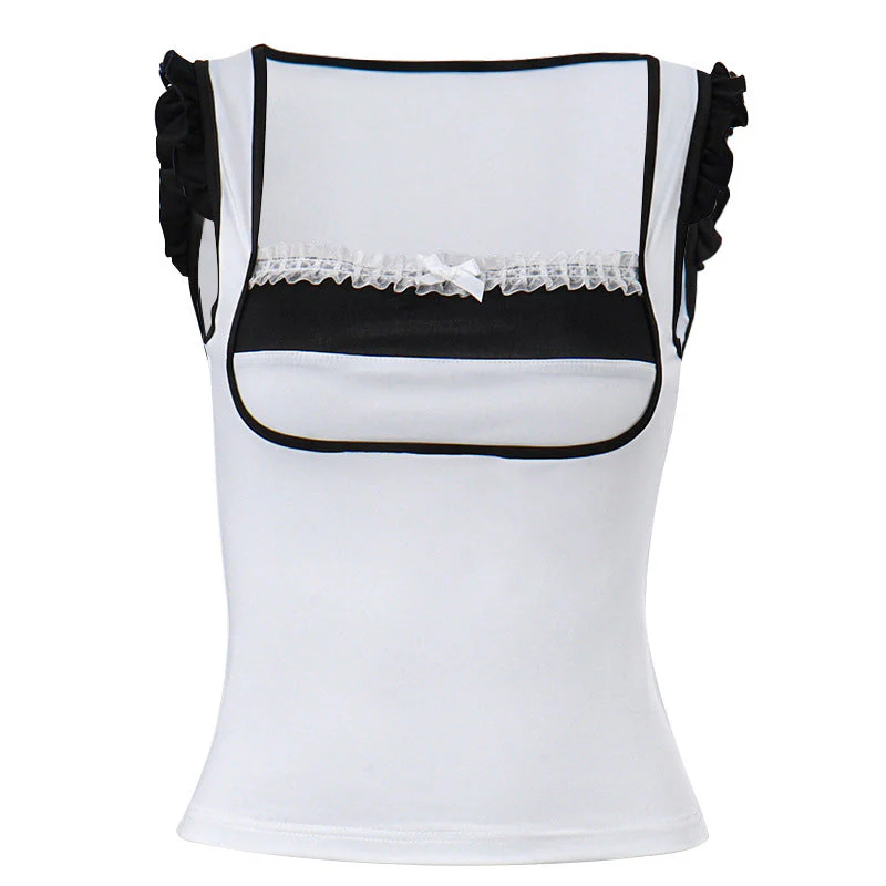 Lace Trim Patchwork Tank Top - Image 3