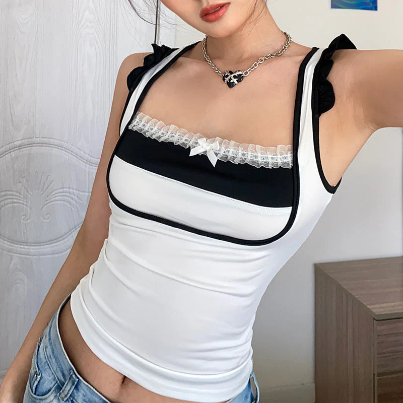 Lace Trim Patchwork Tank Top - Image 5