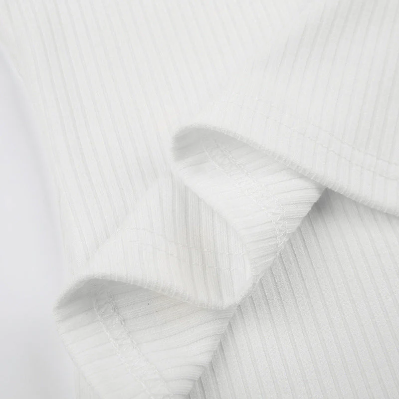 Lace Trim White Ribbed Knit Top - Image 10