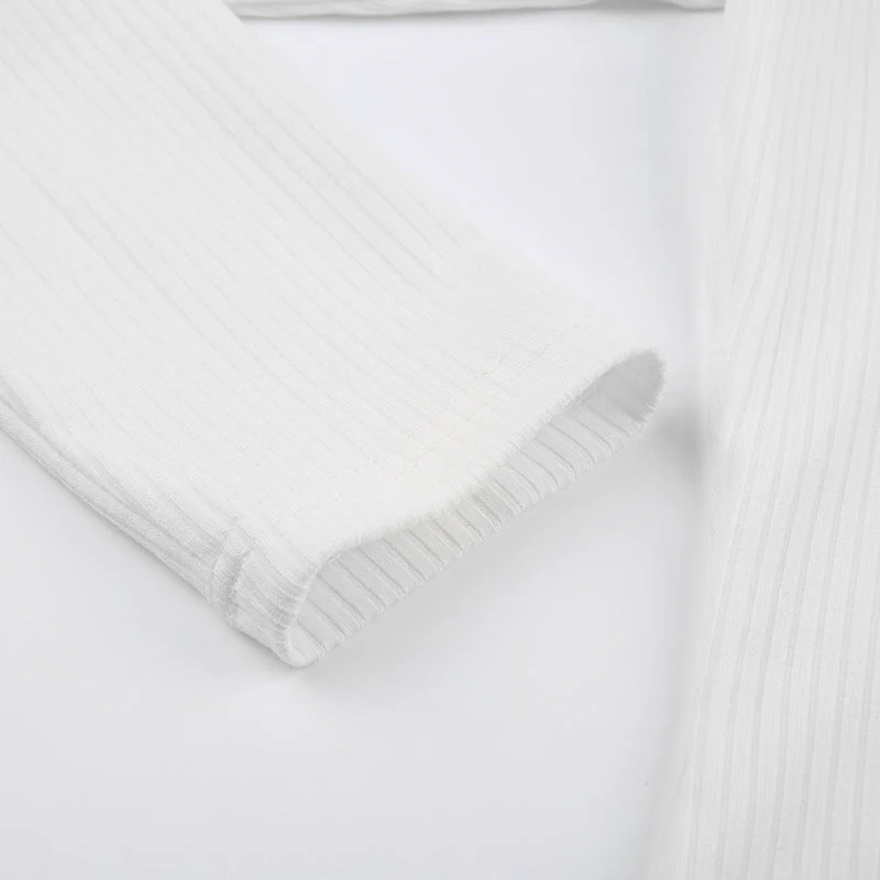 Lace Trim White Ribbed Knit Top - Image 4