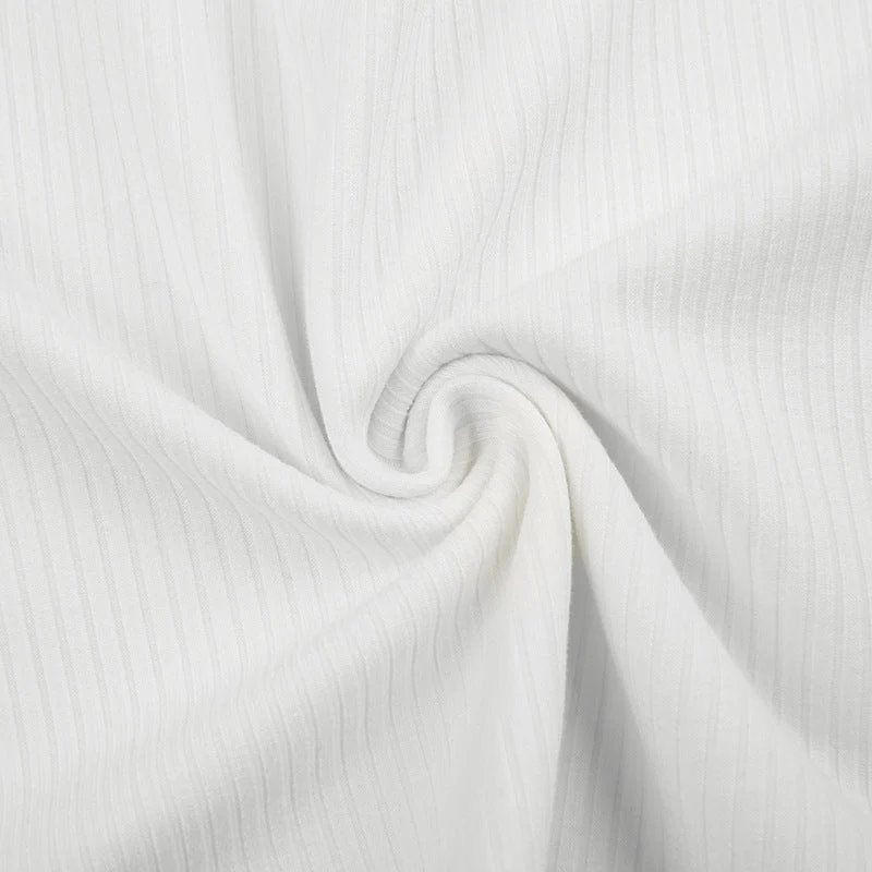Lace Trim White Ribbed Knit Top - Image 6
