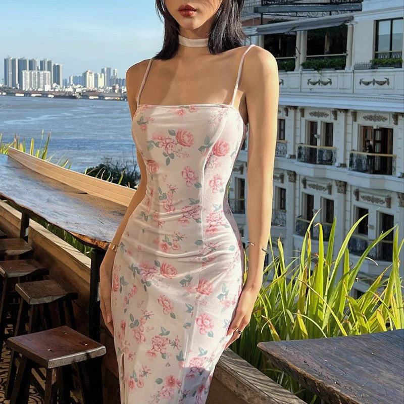 Lace Up Floral Long Maxi Dress - Image 5