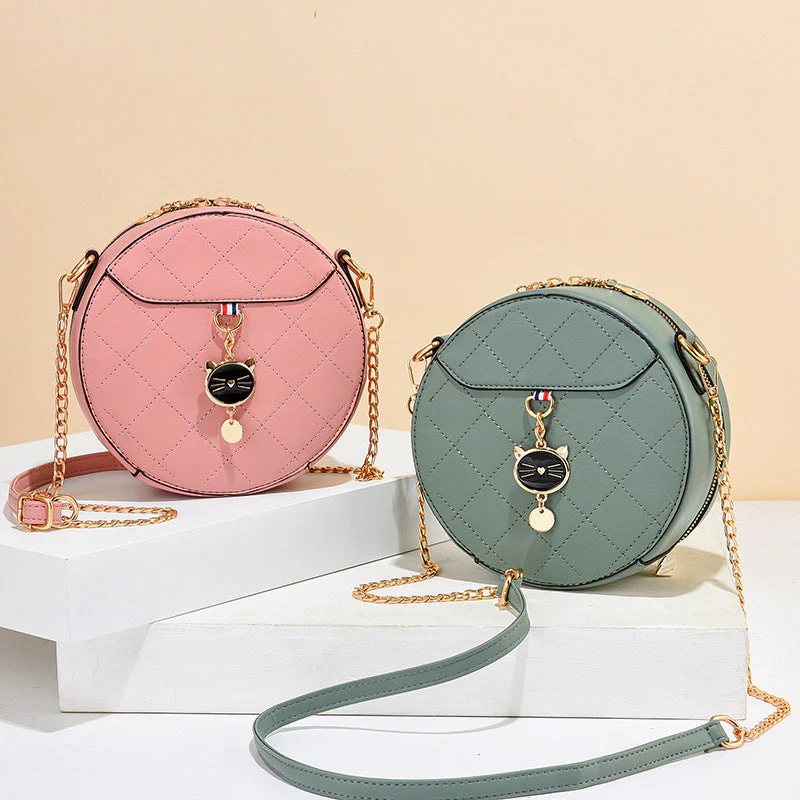 Ladies Small Round Bag Shoulder Messenger Bag - Image 4