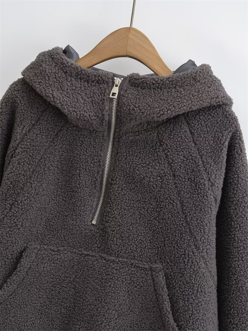 Lamb Wool Oversized Hooded Sweater - Image 6