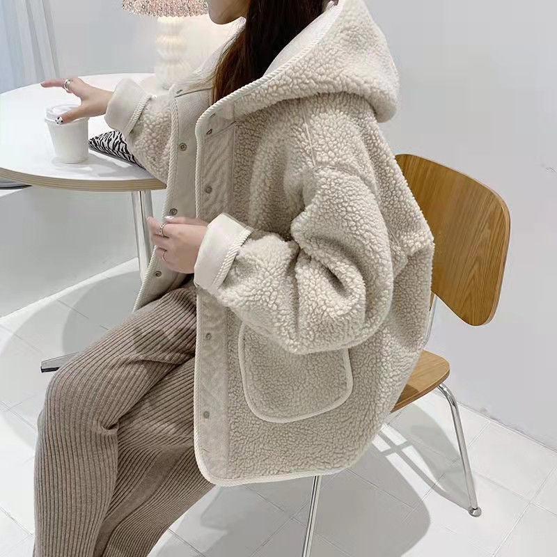 Lambswool Hooded Loose Jacket - Image 2