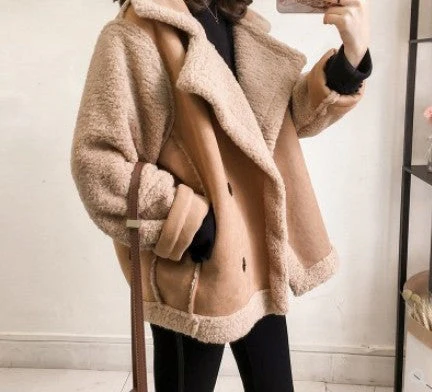 Lambswool Suede Patch Loose Jacket - Image 4