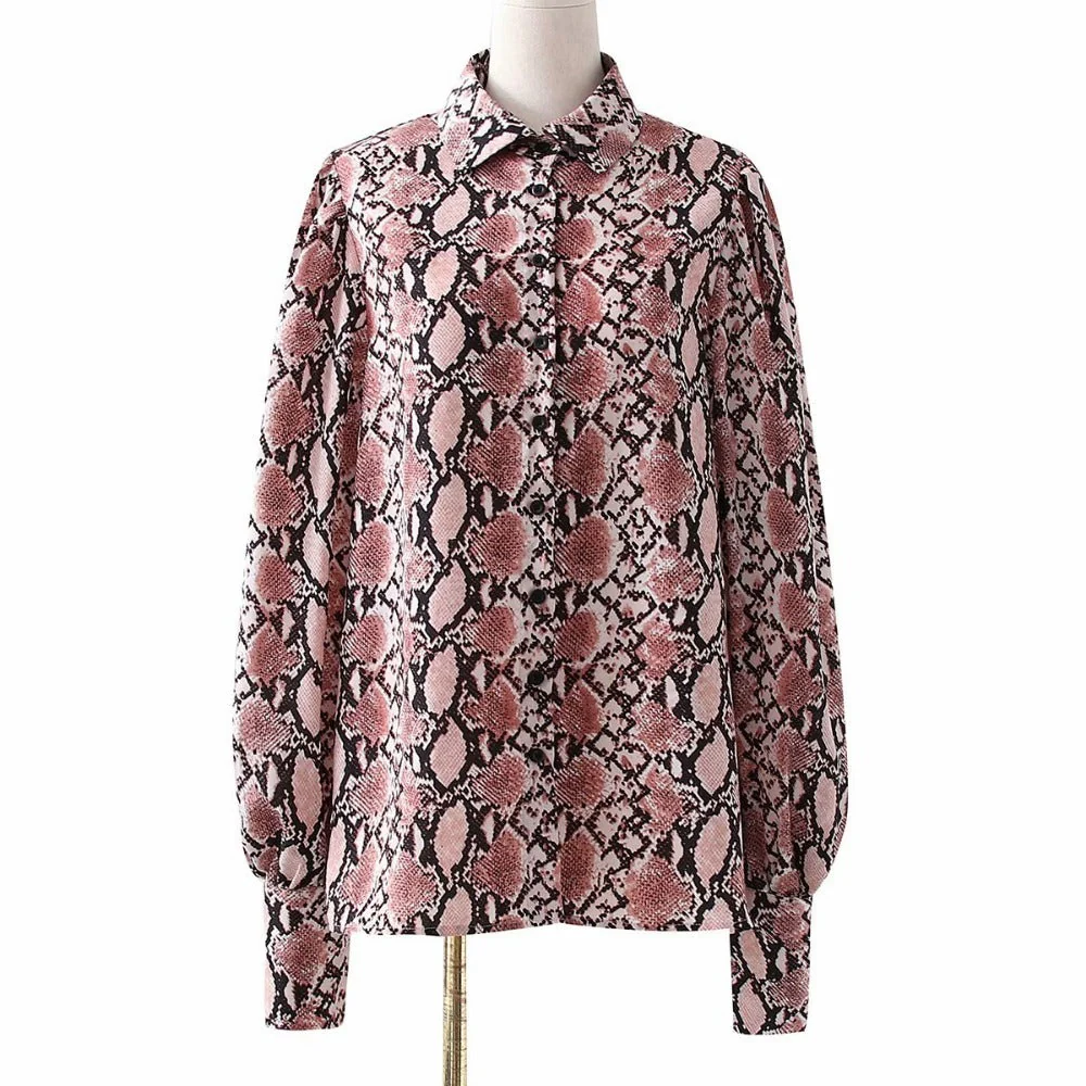 Lantern Sleeve Puff Sleeve Printed Shirt Top - Image 2