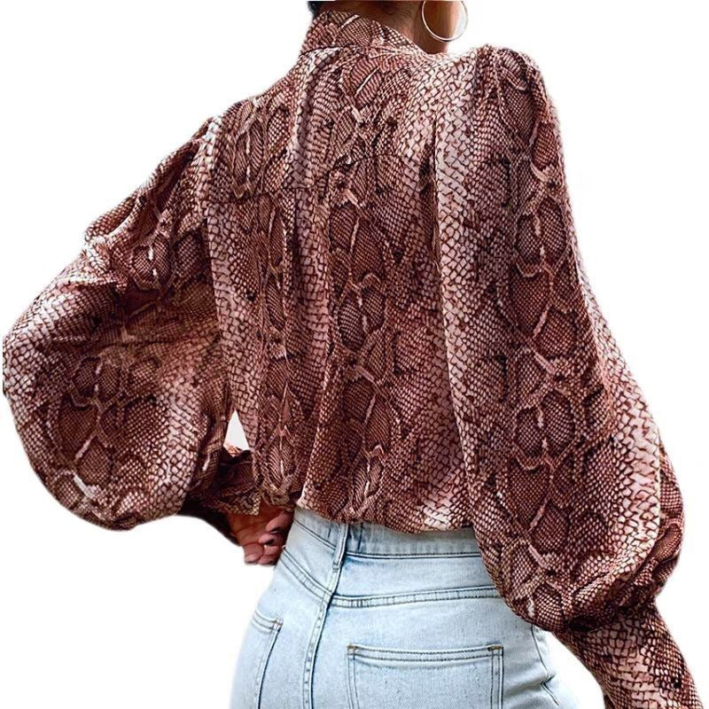 Lantern Sleeve Puff Sleeve Printed Shirt Top - Image 8