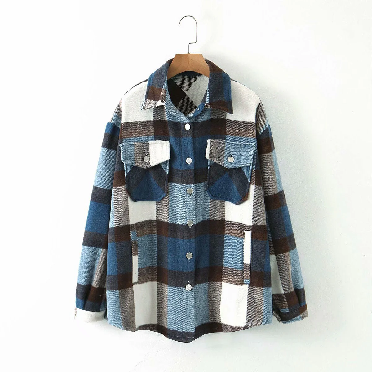 Lapel check wool coat - Image 2