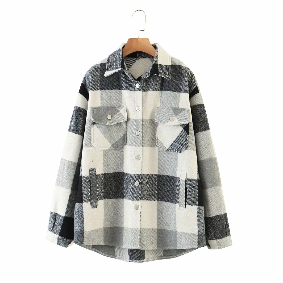 Lapel check wool coat - Image 3